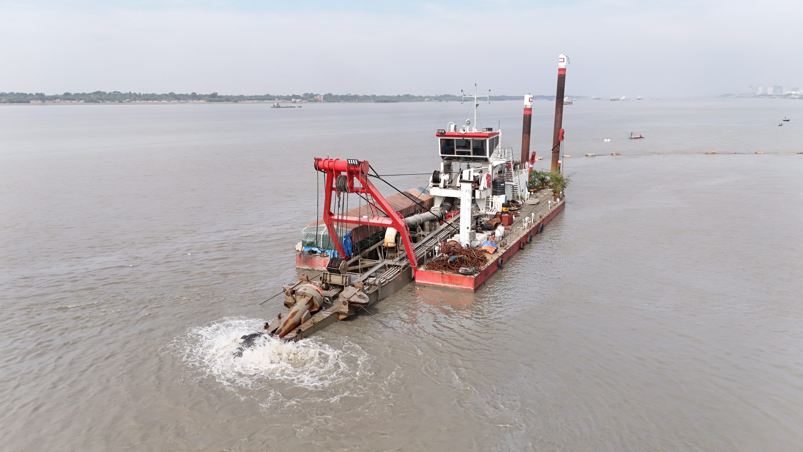 Technologically advanced dredger equipped with GPS for accurate and efficient sediment removal.
